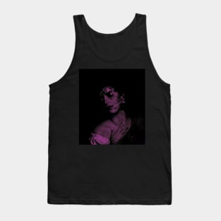 Beautiful girl, her skin and body falling down to pieces, disappear. Dark, dim, violet. Tank Top